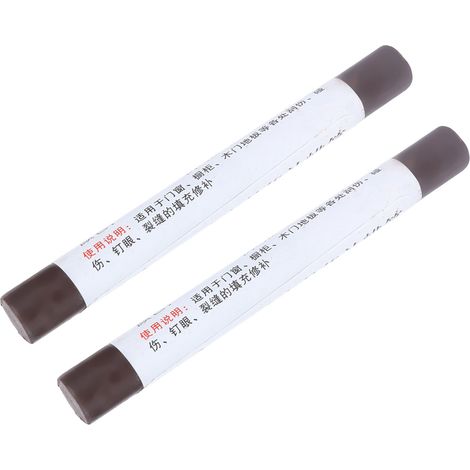 Lot de 2 crayons de peinture pour meubles et sols, pour réparer les rayures et les composites de bois, couleur café. (1/5)