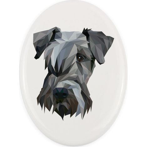 Terrier checo, Cesky Terrier: una placa con una foto y una inscripción geométrica de Art-Dog (1/4)