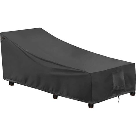 Housse de chaise longue de jardin 2 pièces, Tissu Oxford 400D, Coupe-Vent, Anti-UV Housse de Protection Transat Bain de Soleil avec Grilles D'aération, Housse de Chaise Longue de Patio (208x76x79/41cm (1/4)