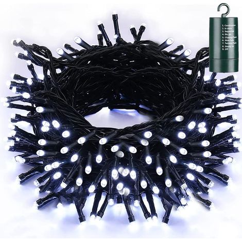 Guirlande Lumineuse Sapin a Piles 20M 200 LED Blanc Lumières de Noel Exterieur, 8 Modes Guirlande Lumineuse Noel aves Minuterie et Fonction Mémoire pour Decoration de Arbre Noël (1/5)