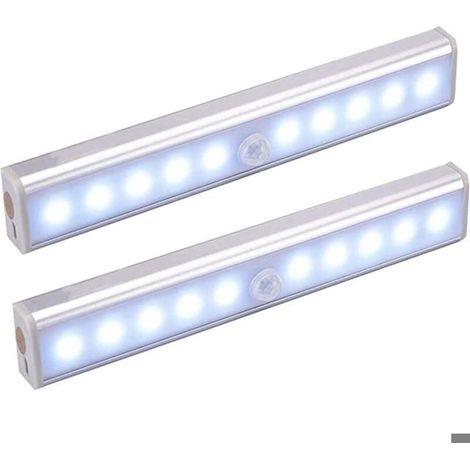 Lampes de chevet aluminium rechargeables USB, détecteur de mouvement, lot de 2, veilleuses magnétiques adhésives pour placards (1/4)