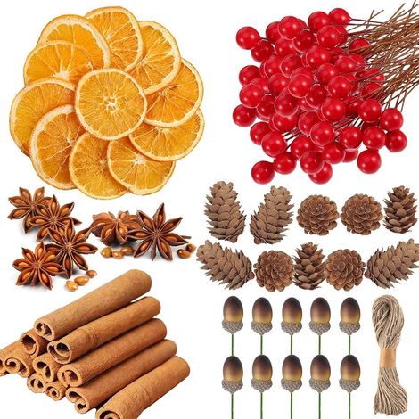 Weihnachtsdeko Bastelset für Adventskranz mit Zapfen, Zimt, Orange, Sternanis (1/5)