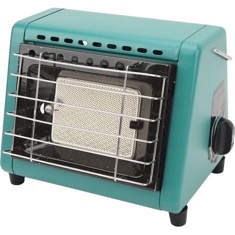 Chauffage à gaz portable multifonctionnel à allumage électronique, fonctionnant au butane, idéal pour le camping et les voyages en plein air (vert). (1/5)