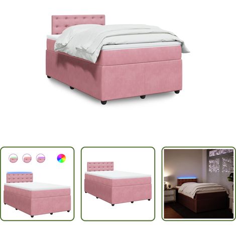 Matelas à ressorts ensachés - Sommier à lattes de lit avec matelas rose 120x190 cm velours (1/5)