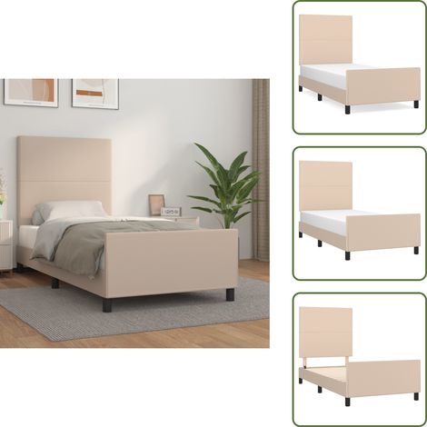 Cama con cabecero - vidaXL Estructura cama sin colchón cuero sintético capuchino 100x200cm - Cama cuero sintético