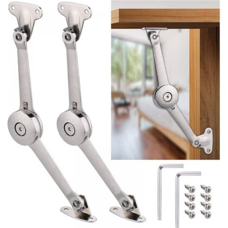 2pcs Soft Close Lid Support Hinge with Screws and Allen Key, Satin Nickel, Load Capacity 18kg, Lid Support Hinge for Cabinet, Lifting Aid for Toy Boxes (1/5)
