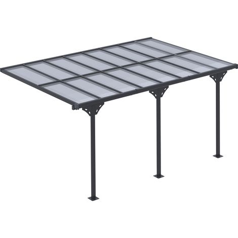 Pergola Pavillon 4 x 3 m, Pavillon de jardin, Tente-abri, Hauteur réglable 231-250 cm, Extension de toit de terrasse, Aluminium Gris