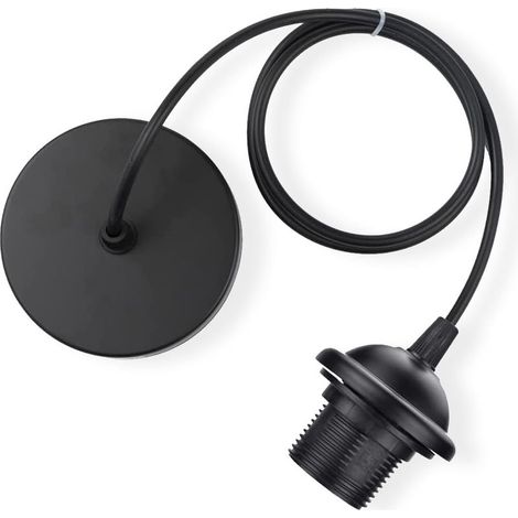 2 Pièces E27 Porte Lampe Suspension,Câble Suspension Luminaire,Pendentif Suspendue Accessoires en Métal,Câble Réglable 100CM pour Café Magasin Chambre Bar(Noir) (1/5)