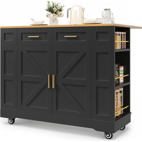 Îlot de cuisine moderne, meuble de cuisine, buffet, desserte de salle à manger avec finition bois, buffet, table de salle à manger multifonctionnelle avec rangements, desserte de salle à manger avec p