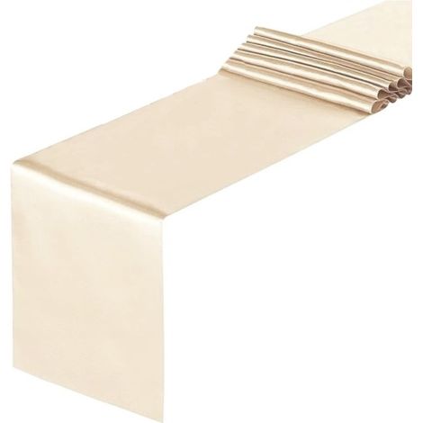 Runner da tavola in raso liscio, decorazione color crema, 0,36 x 9 m (1/3)