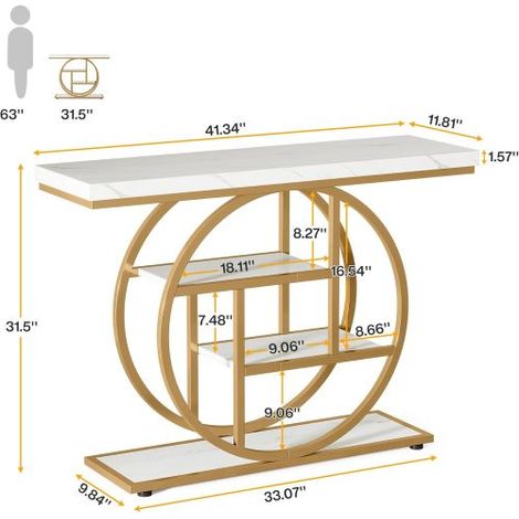 Table d'entrée, table console, table basse de canapé industrielle à 4 étages, table à thé (1/5)