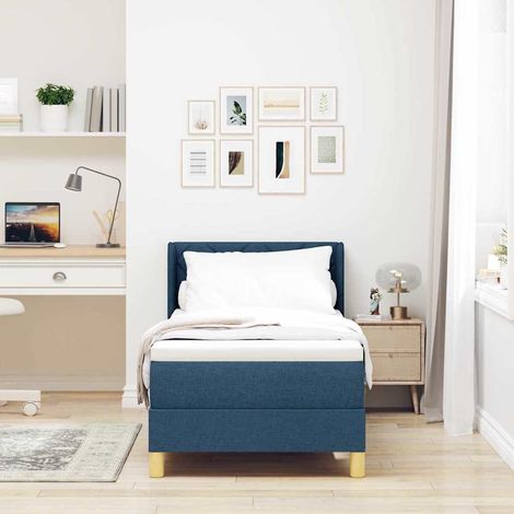 vidaXL Letto a molle con testiera Blu 200 x 80 cm Tessuto (1/5)
