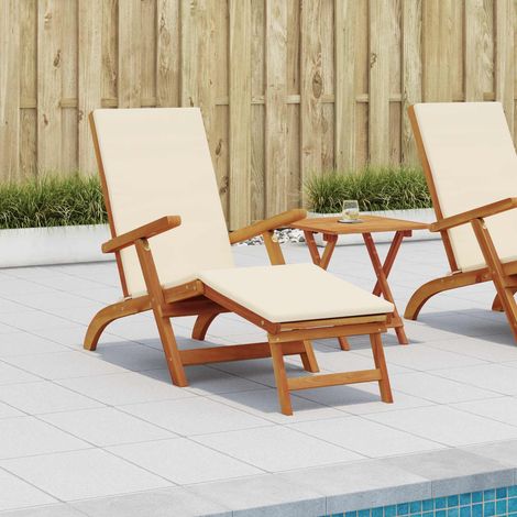 Liegestuhl zum Verstellen und Klappen 2 pcs Cremeweiß