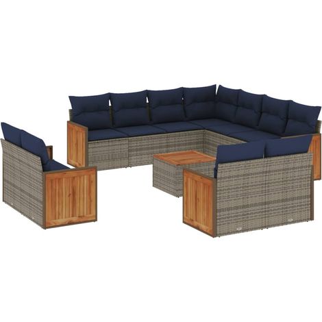 Maison Exclusive - Set Divani da Giardino 12 pz con Cuscini Grigio in Polyrattan (1/5)