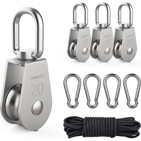 4PCS M20 Single Pulley in 304 Stainless Steel, Single Pulley Block4, Pulley for Steel Cable, Cable Pulley, Double Pulley, Stainless Steel Pulley, Stainless Steel Pulley (1/5)