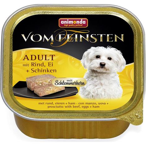 Animonda Dog Vom Feinsten Adult – für Feinschmecker Nassfutter für ausgewachsene Hunde – 150-g-Schale – Rind, Eier und Schinken (1/2)