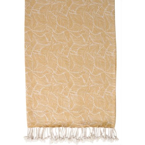 Atout Ciel Telo Mare, fouta stampato con Frange 90 x 180 cm, Giallo