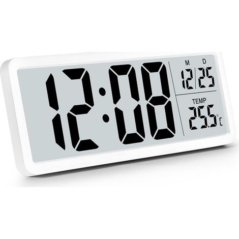 Horloge murale numérique à piles, horloge murale numérique avec grands chiffres, température, 12/24 heures, horloge de bureau, horloge numérique murale pour salon, chambre, bureau, école (1/5)