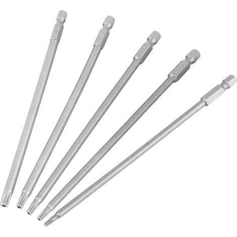Kit 5 Embouts Tournevis Étoile Sécurité BST Magnétiques T10-T30 Queue Hexagonale 1/4" 150mm (1/5)