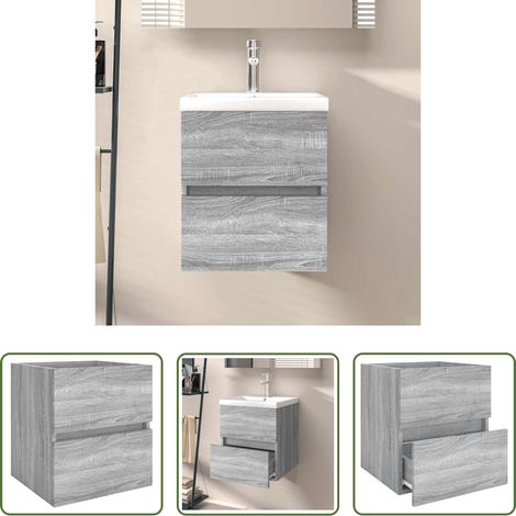 vidaXL Holzwerkstoff Schrank -  Waschbeckenunterschrank Grau Sonoma 41x38,5x45 cm Holzwerkstoff (1/5)