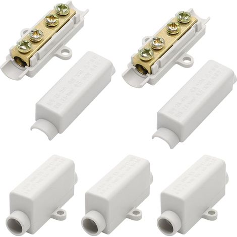5 Pièces Bornier Connecteur de Fil Conducteur en Laiton Double Vis Coque ABS, 1000V,100A pour Câblage D'ampèremètre Fil de 2,5 à 16 mm² (1/5)