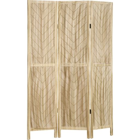 Paravento legno a spina di pesce 3 pannelli pieghevole separè 120x170 cm