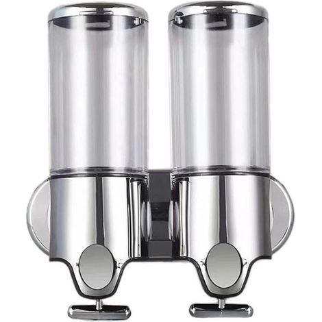 Lot de 2 distributeurs de savon mural 500 ml – Manuel pour désinfectant et gel douche – ABS et silicone pour salle de bain, cuisine, hôtel (1/5)