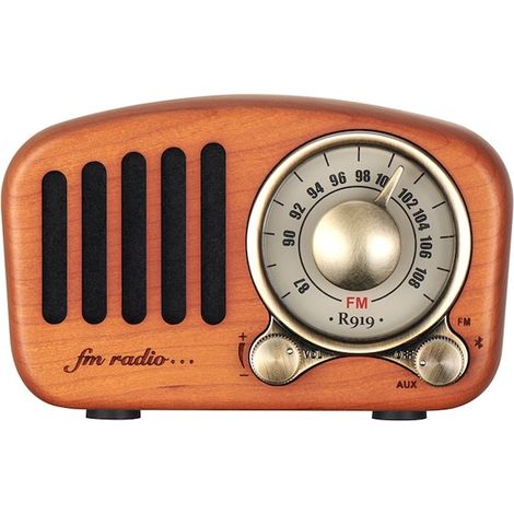 Radio portable DSP au design rétro avec lumière chaude, radio FM brun élégant pour maison, cuisine et bureau (1/4)