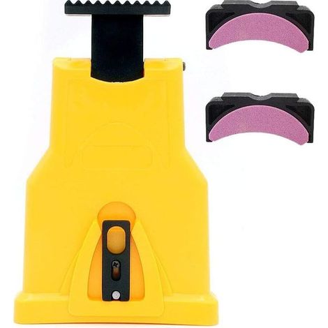 Affûteur de chaîne de tronçonneuse, outil d'affûtage avec 2 pierres à affûter et supports, compatible avec les guides de chaîne de 14, 16, 18 et 20 pouces. (1/5)