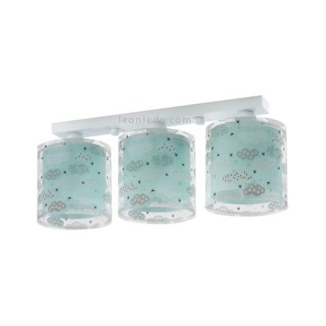 Dalber Lámpara infantil de Techo 3 Luces con nubes Serie Clouds -Verde- (1/3)