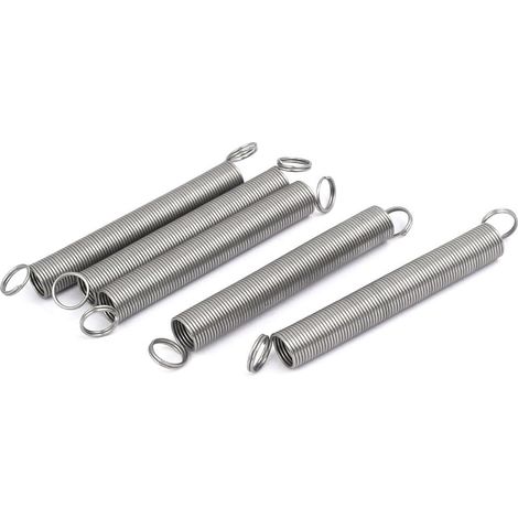 Traction Spring Tension Spring Extension Springs 0.6mmx7mmx60mm 304 Stainless Steel Silver 5pcs (1/3)