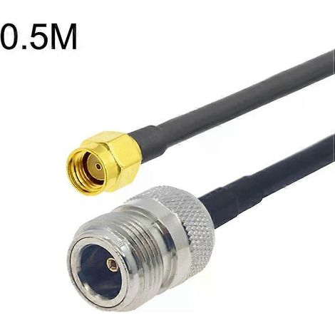 Câble adaptateur coaxial RP-SMA mâle vers N femelle - 0,5 m RG58, (1/4)