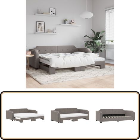 Tagesbett Ausziehbar mit Matratzen Taupe 80x200 cm Stoff - Sofa - Schlafsofa - Gästebett - Tagesbett - Doppelbett