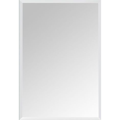Relaxdays frameless mirror, 50 x 70 cm, rectangular bevelled, portrait & landscape, hallway & bathroom, wall mirror (1/5)