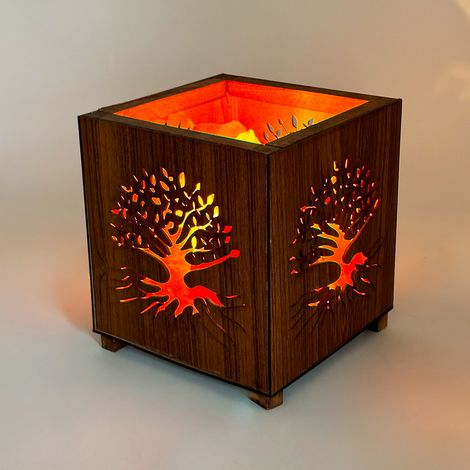 Lampada di Sale Himalayano Rosa naturale Braciere a forma di Albero Vita in legno 4Kg (1/2)