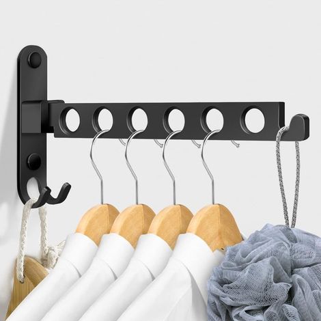 Wall-mounted folding clothes drying rack made of aluminum alloy – 90° rotation – Moisture and rust resistant – For balcony and bathroom (1/5)