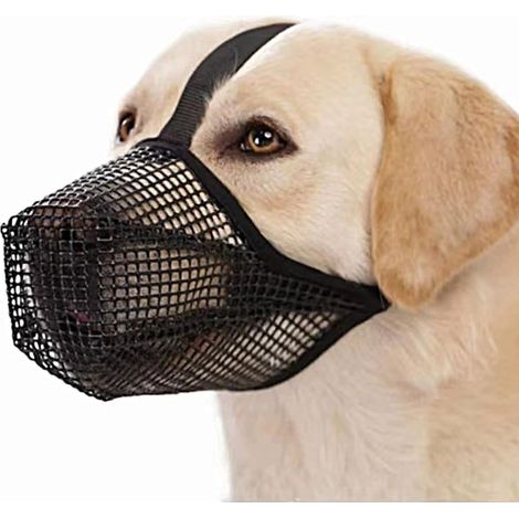 Muselière pour chien, 1 muselière réglable en maille souple, masque respirant pour éviter de manger les morsures et les aboiements pour chiens de petite, moyenne et grande taille (noir, L) (1/5)