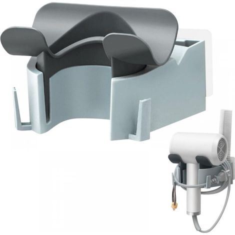 Support Seche Cheveux Support Sèche Cheveux Mural sans Perçage, Pivotant à 360°, Fixation Murale Adhésive, pour Un Usage Pratique et Gain de Place (1/5)