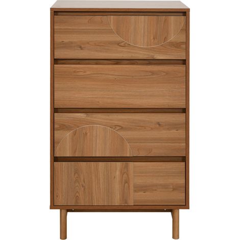 Commode 4 tiroirs en bois L60cm - Bois foncé - Abby (1/5)