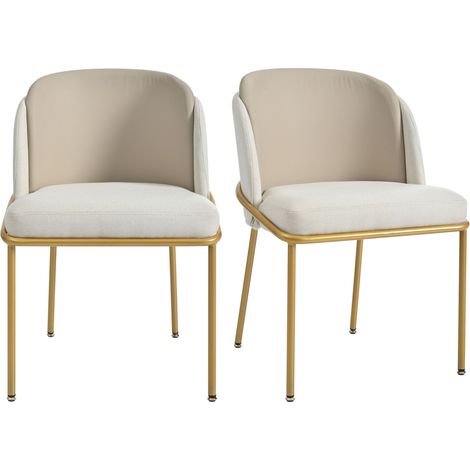 Chaise moderne pack de 2 avec dossier inclinable et pieds réglables, design ergonomique pour maison, bureau ou salle à manger, beige. (1/5)