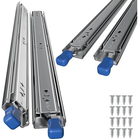 Randaco 2 Paar Teleskopschienen für schwere Schubladen, 3-teilig, 2 mm Stahl, verriegelbar und herausnehmbar, 108kg, 650mm (1/5)