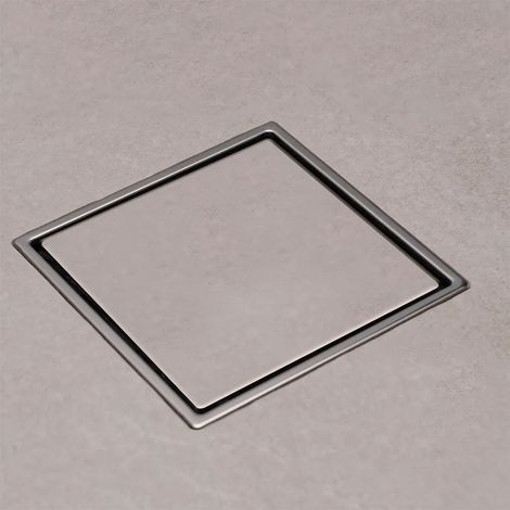 Scarico doccia a pavimento 15x15 cm con canalina piastrellabile quadrata e sifone acciaio inox (1/5)