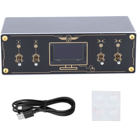 Bloc commutateur USB 6 canaux DC 5V 1-5A avec compteur OLED, arrêt automatique, port Type-C (1/5)