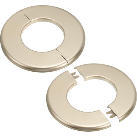 Plaque d'Écussons Auto-Adhésive Ronde en ABS 2.52"/64mm, 2pcs Couverture Murale pour Tuyau d'Eau, Cache Mitigeur Douche Boucles Rosace Robinet Chauffage Plomberie Mural, Doré (1/5)