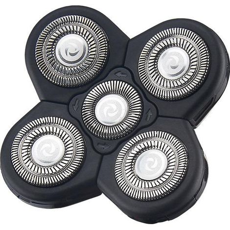 Tête de rasoir 5 lames. installation facile. tondeuse électrique flottante pour barbe et cheveux. remplacement universel double anneau. coupe rapide et durable. (1/5)