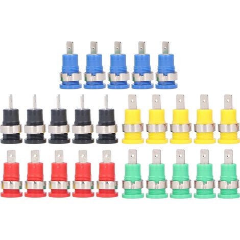 Fiche banane 4mm en laiton nickelé, connecteur de borne sûr pour soudure électronique et machines. (1/5)