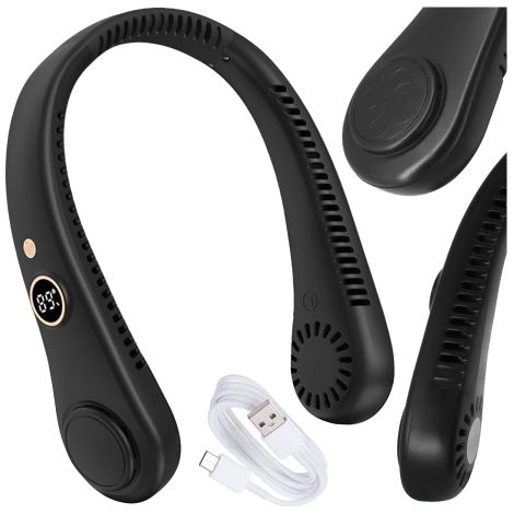 Alogy BreezeNeck™ Nackenventilator Mini-Luftzirkulator mit Display 1500mAh Schwarz