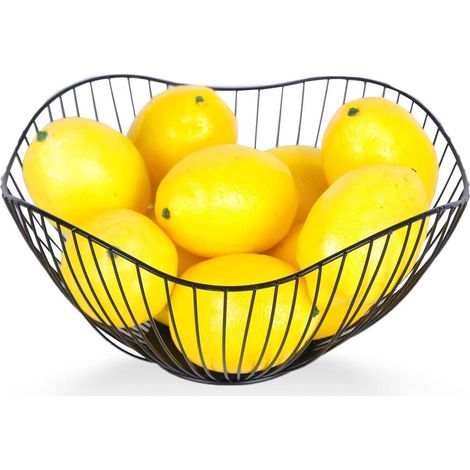 Coupe à fruits dorée moderne - Panier à fruits en métal doré - Panier cadeau pour fruits, légumes et pain (noir)