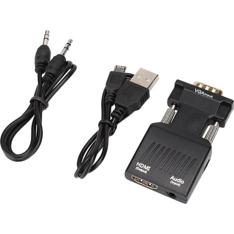 Adaptateur Hdmi Vers Vga - Conversion 1080p Avec Sortie Audio - Pour Ordinateur Tablette Et Projecteur - Lot De 1 (1/5)