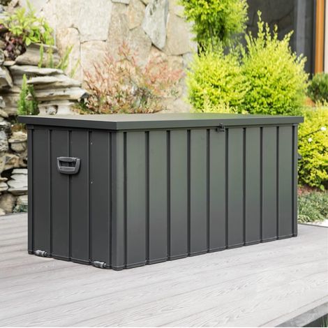 Cassapanca contenitore da esterno 49,41x24,69x23,43 in, con lucchetto, ruote, acciaio grigio scuro (1/5)